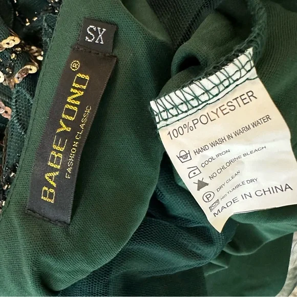 BABEYOND Green Gold Art Deco Sequin Flapper Dress Size XS - Picture 14 of 14